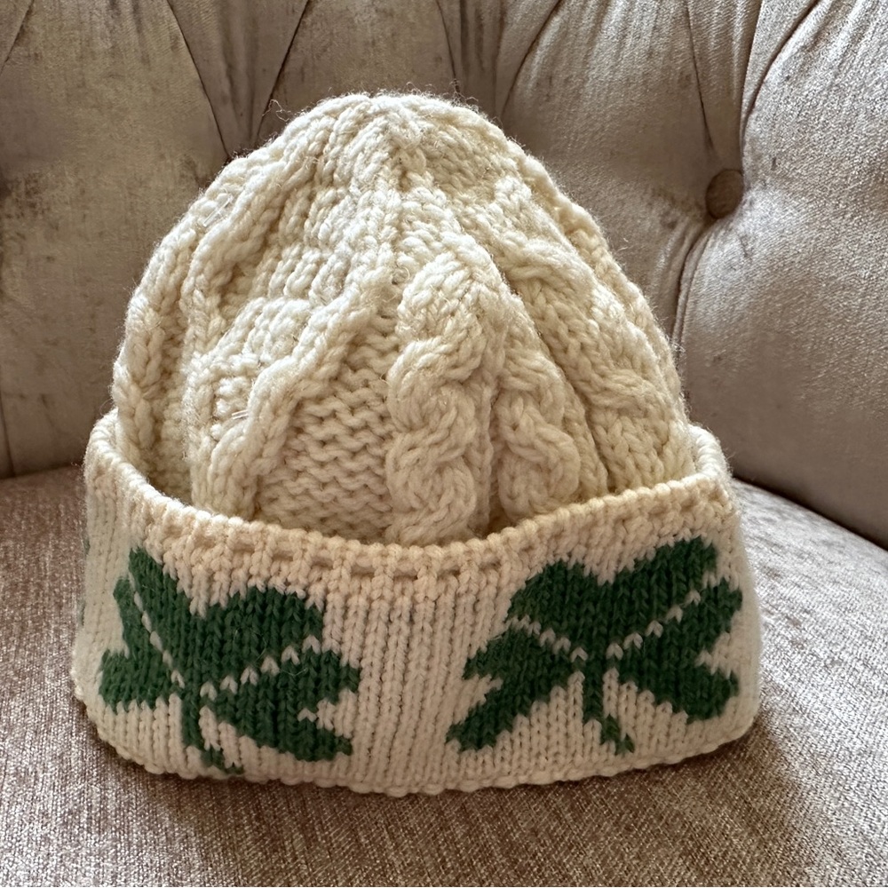 Aran Sweater Market Shamrock ,Irish women  wool hat, beanie Ireland St. Patrick